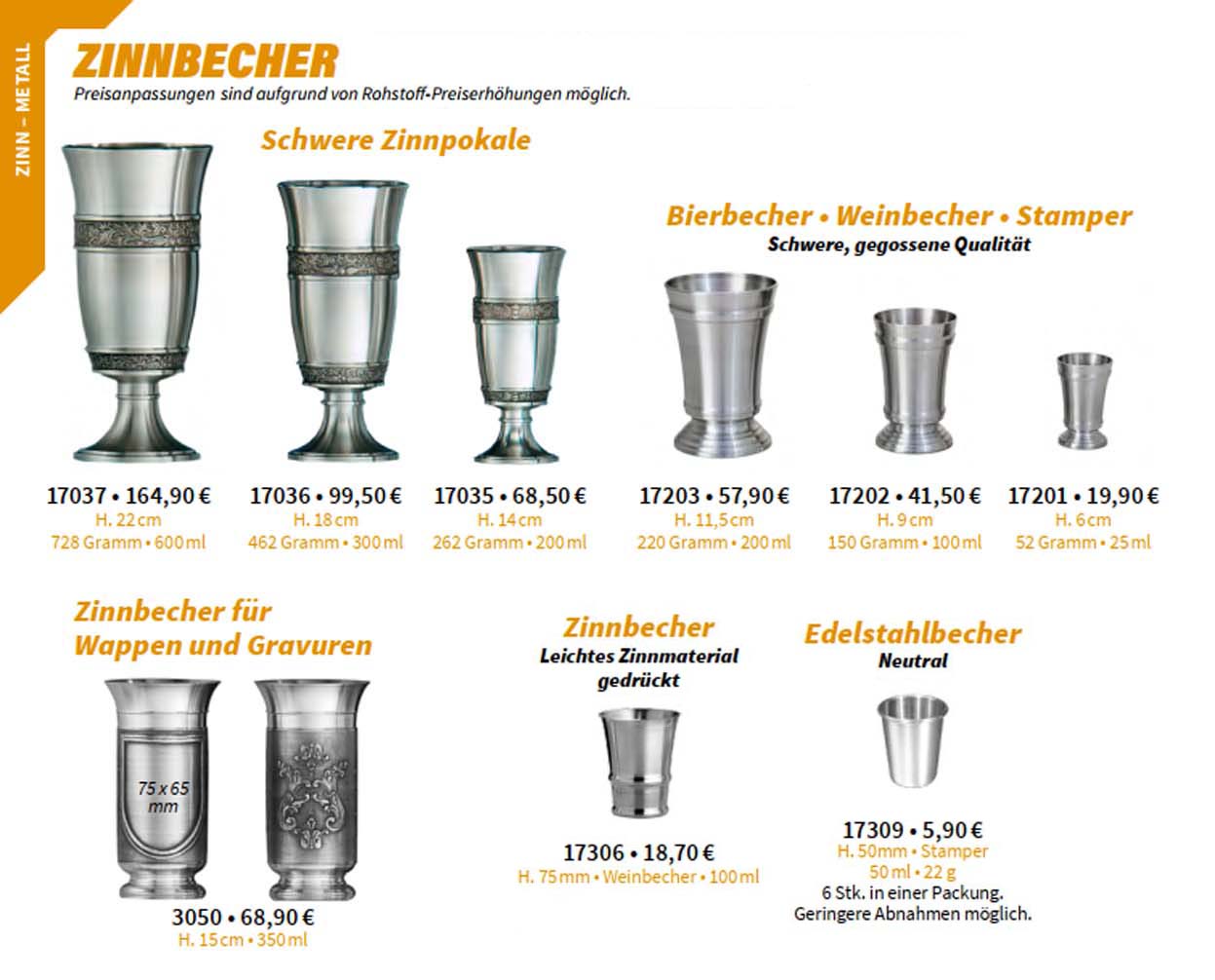 Zinnbecher