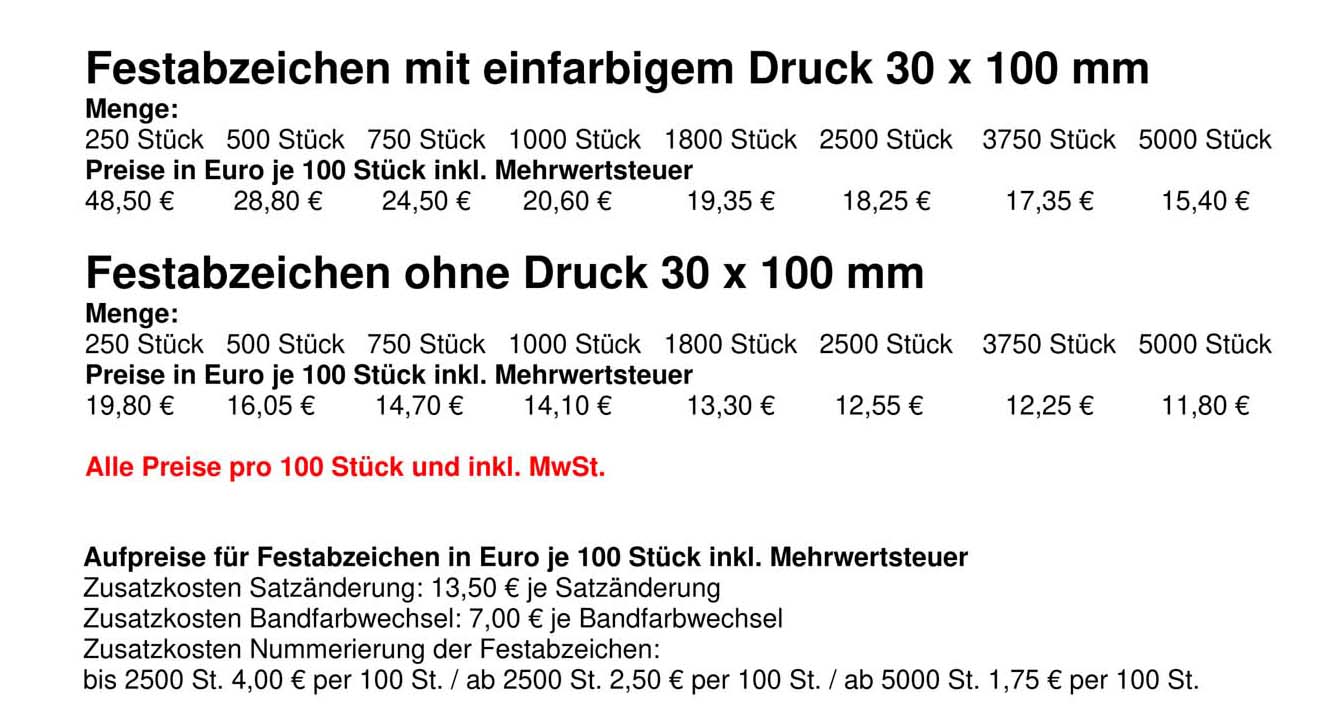 Preisliste Festabzeichen 1