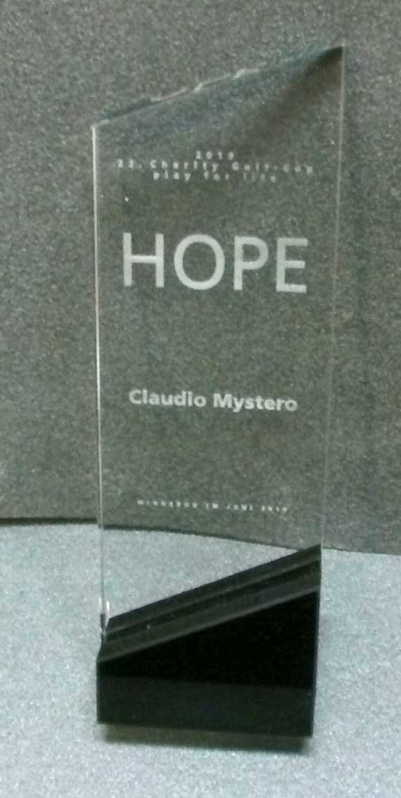 Glastrophe mit Lasergravur