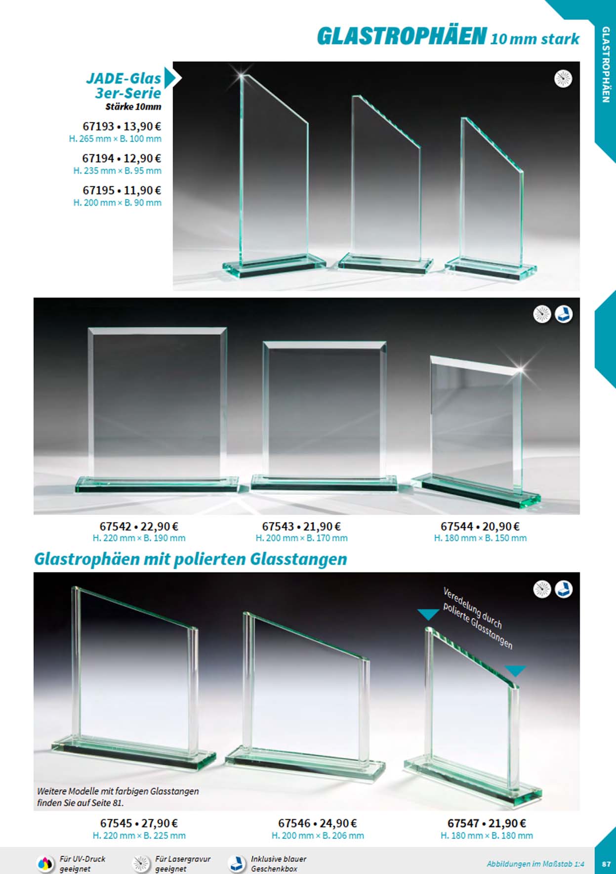 Noblesseglas-Trophen, Glasstnder, Glastrophen, Glaspokale