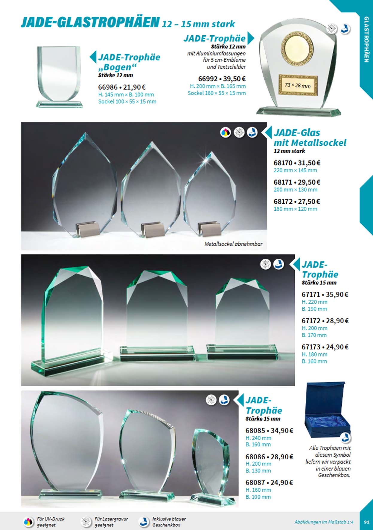 Noblesseglas-Trophen, Glasstnder, Glastrophen, Glaspokale