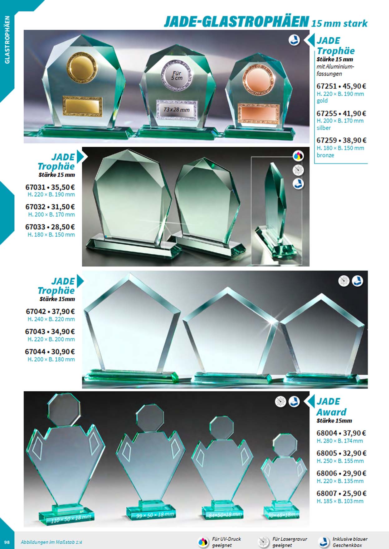 Noblesseglas-Trophen, Glasstnder, Glastrophen, Glaspokale