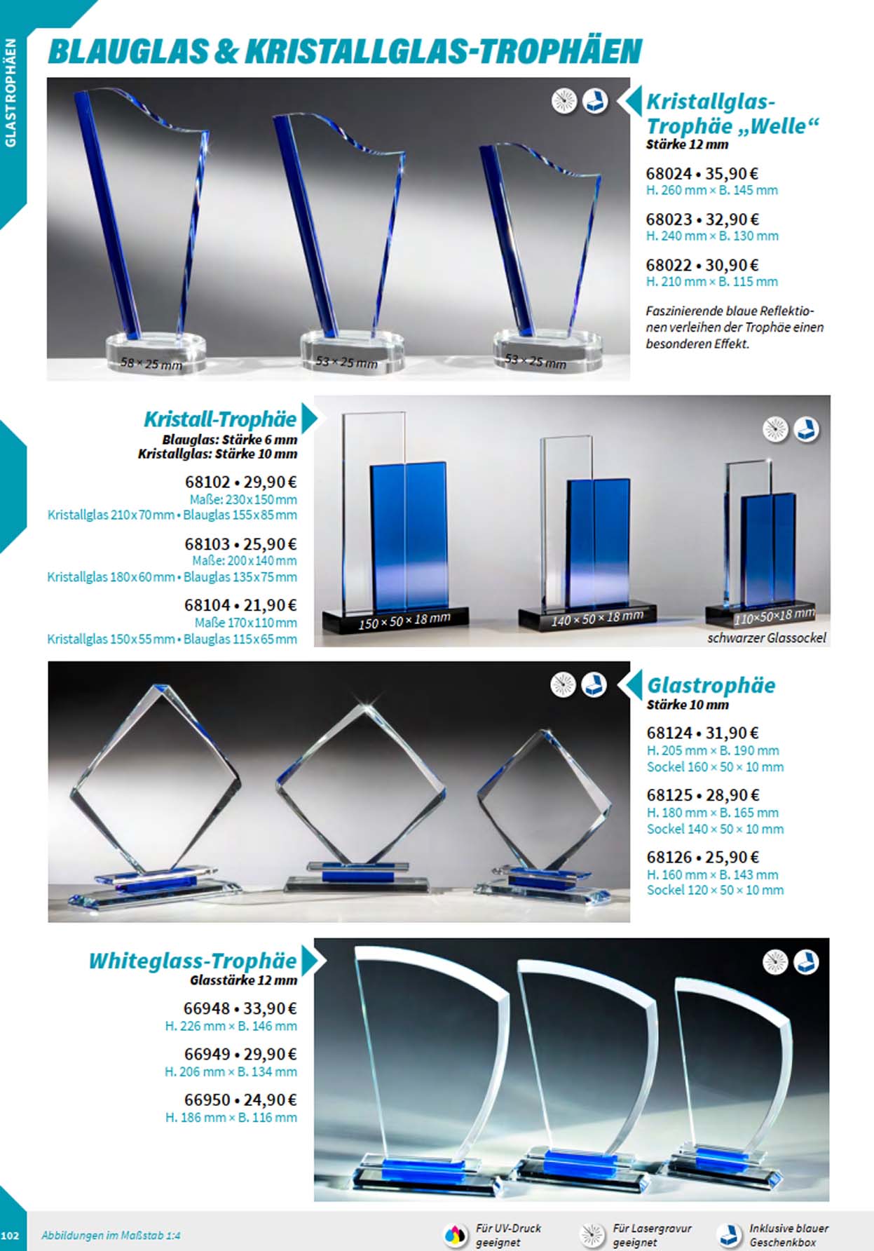 Noblesseglas-Trophen, Glasstnder, Glastrophen, Glaspokale