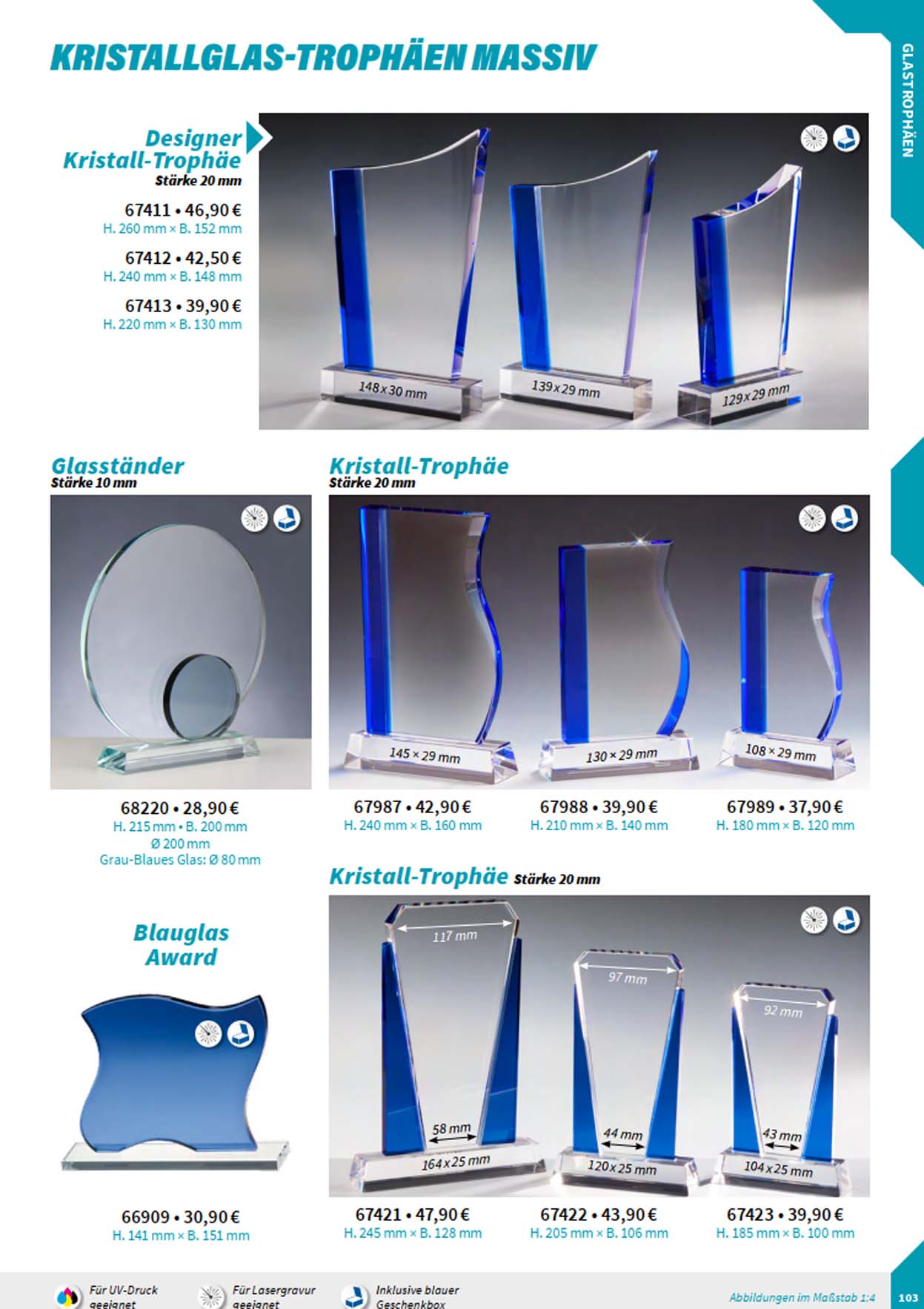 Noblesseglas-Trophen, Glasstnder, Glastrophen, Glaspokale